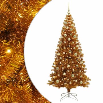 Vidaxl Božično drevo med 300 LED z stojalom Zlata 180 cm PET