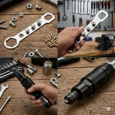 Vixson Nastavek za kovičenje za vrtalnik 8 mm, jeklen, 4 šobe, adapter | RIVETY