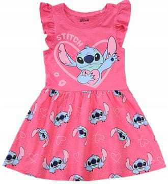 Eplusm POLETNA OBLEKA IZ BOMBAŽA Z NABRANČKI STITCH STICZ roza 92 D081H