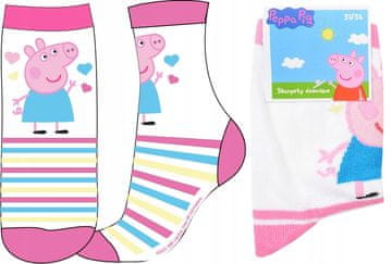 Eplusm DEKLIŠKE PRAVLJIČNE NOGAVICE PEPPA PIG bele s črtami 31/34 D098Z