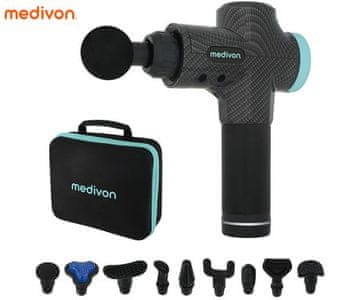 Medivon Gun Active X masažna naprava, 30 hitrosti, 10 nastavkov, USB-C, torbica, 30 W