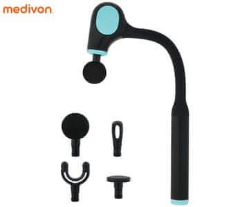 Medivon Drift masažna pištola, 5 hitrosti, 4 nastavki, časovnik, USB-C, 15 W