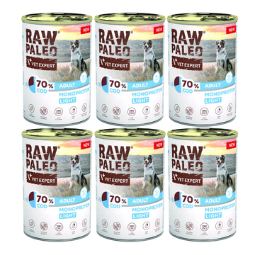 VetExpert VetExpert Raw Paleo Cod Light Adult Can 6 x 800 g mokra hrana za pse