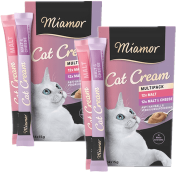 Miamor Priboljšek za mačke Pasta proti kepam dlake MIAMOR Cream Malt 48x15g MIX