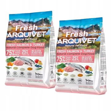shumee ARQUIVET FRESH polvlažna hrana za pse z lososom in puranom 2 x 2,5 kg