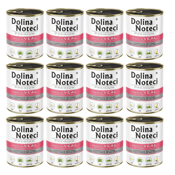DOLINA NOTECI Premium, bogata s teletino in zelenim grahom - mokra hrana za pse - 12 x 800 g