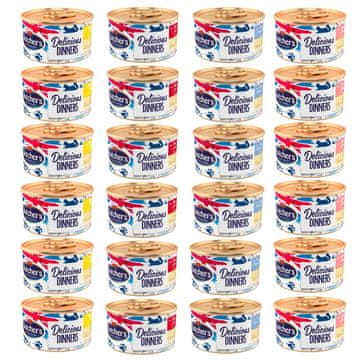 shumee BUTCHER'S Delicious Dinners Cat MEŠANICA OKUSA - mokra mačja hrana v obliki pene - pločevinka 24 x 85 g