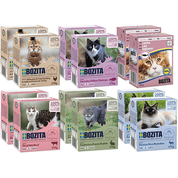 Bozita BOZITA MOKRA HRANA ZA MAČKE Mesni koščki v omaki MEŠANICA OKUSA 12 x 370 g