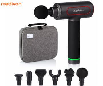 Medivon Gun Pro X2 masažna pištola, 6 načinov, 6 nastavkov, LCD zaslon, USB-C, torbica, 25 W