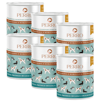 Perro Mokra hrana za pse z govedino in peteršiljem 6 x 850 g