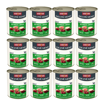 Animonda GranCarno mokra hrana za pse za odrasle pse z jelenom in jabolkom, konzerva 12 x 800 g
