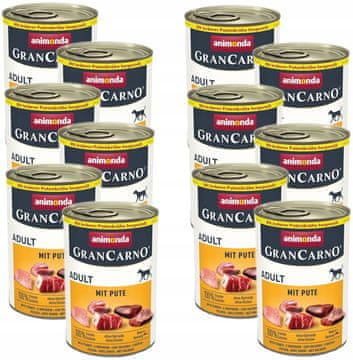 Animonda GranCarno mokra hrana za pse s puranjim mesom, konzerva 12 x 400 g