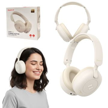 Havit Brezžične Bluetooth slušalke Havit H655BT bež