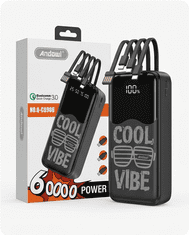 Andowl Polnilna Baterija Powerbank 60.000mAh z vgrajenimi kabli