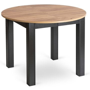 shumee HARRY Okrogla raztegljiva miza 102-142 cm, hrast/črna, moderna