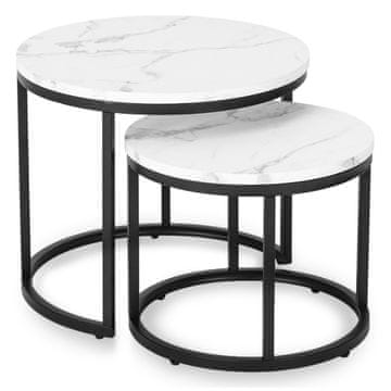 shumee DAFNE Klubska mizica 43 cm/53 cm Bel marmor Modern Glamour