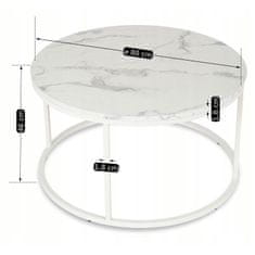 BE AGNES MAX Klubska mizica 80 cm Bela marmorna moderna