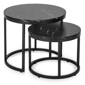shumee MAURO klubska mizica 43 cm/53 cm črni marmor moderni glamur