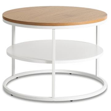 shumee BEST Klubska mizica s polico 70 cm hrast/bela skandinavska