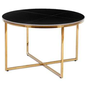 shumee Keramična klubska mizica MARINE 80 cm mat črna marmorna/zlata moderna glamur