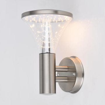 Nikcorp Zunanja LED stenska svetilka 18W 1600lm, IP44 vodoodporna, topla bela 3000K, nerjavno jeklo, srebrna, 16x18x28cm, za teraso in fasado, COB in LED diode, moderna zunanja razsvetljava za dom