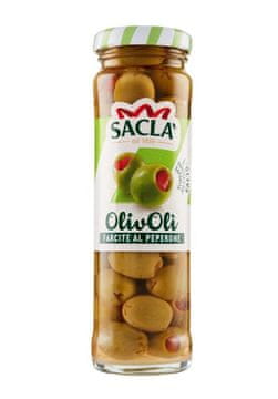 Zielone oliwki w solance nadziewane pastą paprykową 140G -