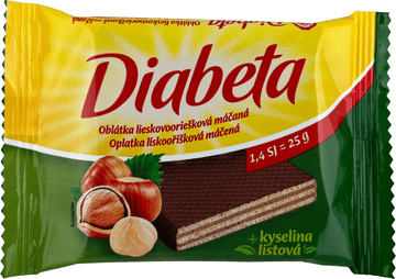 Diabeta Wafelek w polewie z orzechami włoskimi 25g -