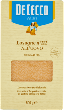 De Cecco Testenine za lazanjo n112 all'Uovo 500g -