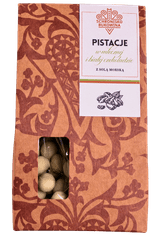 Pistacje w mlecznej i białej czekoladzie z solą morską 100g -