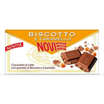 NOVI Czekolada mleczna z kawałkami ciastek i karmelu Biscotto e Caramello 100g - Novi