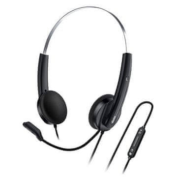Genius HS-220U (31710032401) Copilot AI USB C črne, lahke slušalke z mikrofonom za online komunikacijo