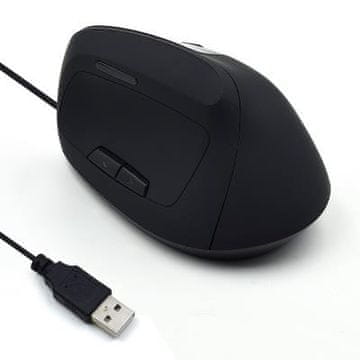 Ewent Miška Ergonomic Vertical, 1800dpi, črna, USB