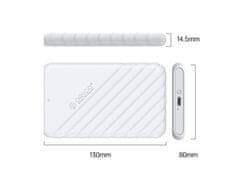 Orico Zunanje ohišje za 2,5'' HDD/SSD, USB-C 3.1 UASP v SATA3, tool-free, belo, 25PW1C-C3
