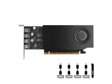 PNY Grafična kartica NVIDIA RTX A1000, 8GB GDDR6, PCIe 4.0 x8, 4x mDP-DP, Low Profile