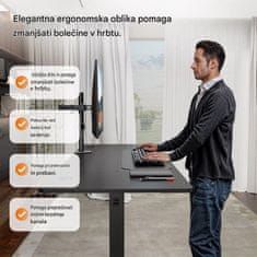 VonHaus Dvižna pisalna miza 100 × 60 cm – orehova plošča, črno podnožje, USB-C