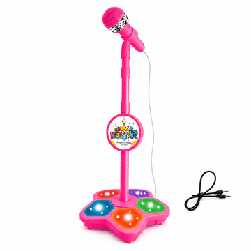JOJOY® Otroški karaoke mikrofon s stojalom, LED osvetlitev, MP3 povezava, nastavljiv 70–100 cm | KIDKARA