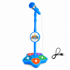 JOJOY® Otroški karaoke mikrofon s stojalom, LED osvetlitev, MP3 povezava, nastavljiv 70–100 cm | KIDKARA, modra