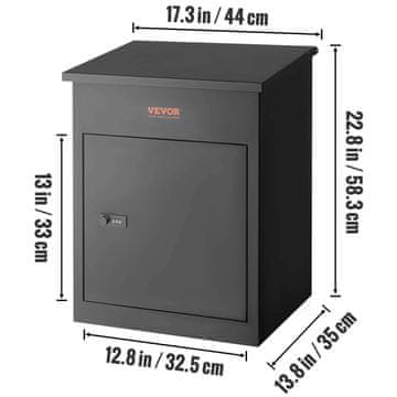SucceBuy Stenski poštni nabiralnik za pakete z zaklepanjem, vodoodporen in protivlomno zaščiten, 58 cm