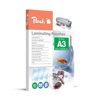 Peach folije za laminiranje A3 (303x426mm), 80 mikrometrov, sijajne, 25 kosov