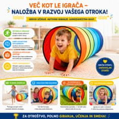 JOJOY® Otroški tunel za plazenje 180 cm, zložljiv mavrični igralni tunel z mrežo, notranja in zunanja igra | TUNSY