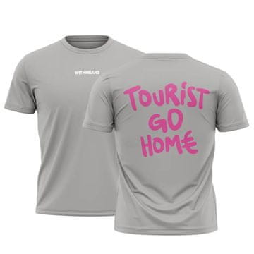 WITHMEANS Essential Oversize Majica s kratkimi rokavi Tourist Go Home Siva melange M