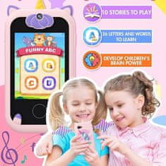 JOJOY® Otroški pametni telefon z IPS zaslonom, kamera & video, USB-C polnjenje, varno ohišje | RINGRANG Samorogovo rožnata