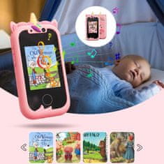 JOJOY® Otroški pametni telefon z IPS zaslonom, kamera & video, USB-C polnjenje, varno ohišje | RINGRANG Samorogovo rožnata
