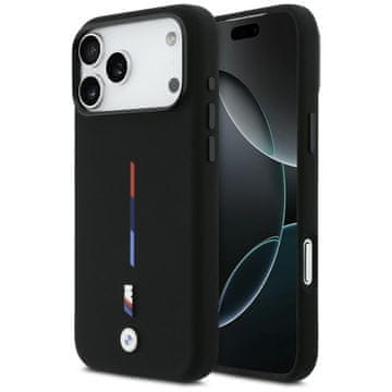 Bmw M silikonski ovitek Tricolor Line MagSafe za iPhone 17 Pro Max črne barve