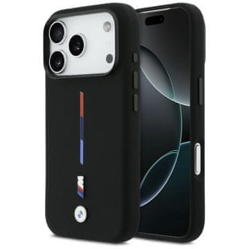 Bmw M silikonski ovitek Tricolor Line MagSafe za iPhone 17 Pro črne barve
