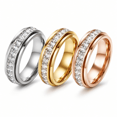 VIVVA® Vrtljiv prstan proti stresu s cirkonom, titano jeklo, set 3 kos, več velikosti | LUXRINGS 6