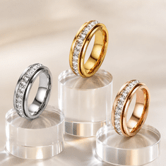 VIVVA® Vrtljiv prstan proti stresu s cirkonom, titano jeklo, set 3 kos, več velikosti | LUXRINGS 6