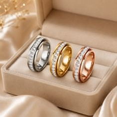 VIVVA® Vrtljiv prstan proti stresu s cirkonom, titano jeklo, set 3 kos, več velikosti | LUXRINGS 6