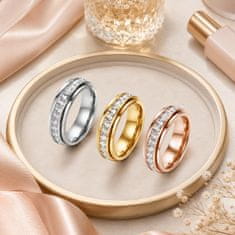 VIVVA® Vrtljiv prstan proti stresu s cirkonom, titano jeklo, set 3 kos, več velikosti | LUXRINGS 6