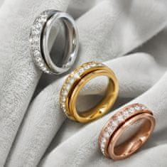 VIVVA® Vrtljiv prstan proti stresu s cirkonom, titano jeklo, set 3 kos, več velikosti | LUXRINGS 6